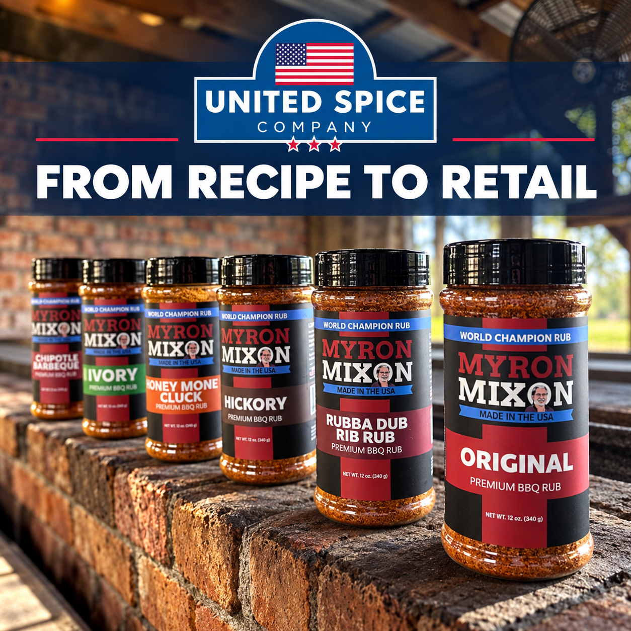 Myron Mixon BBQ rubs lined up — from recipe to retail with United Spice Company